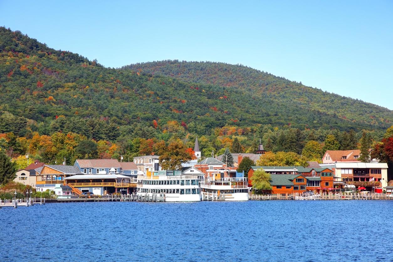 Lake George, nicknamed the Queen of American Lakes, is a long, narrow oligotrophic lake located at the southeast base of the Adirondack Mountains