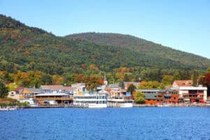 Lake George, nicknamed the Queen of American Lakes, is a long, narrow oligotrophic lake located at the southeast base of the Adirondack Mountains