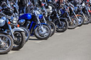 Motorcycles in the parking lot on summer day