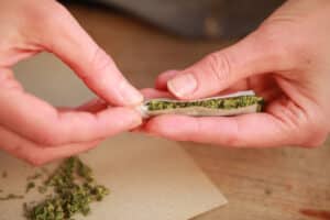 hand rolled cannabis joint